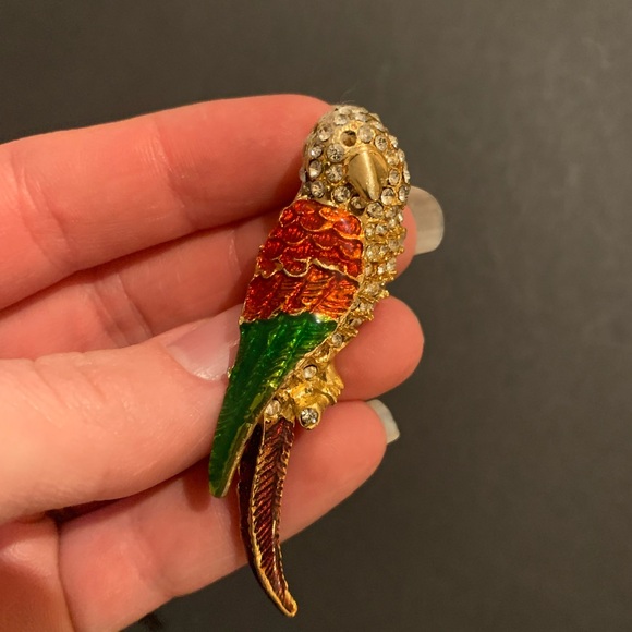 Vintage Parakeet Rhinestone Brooch - Picture 2 of 6